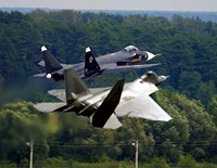 Sukhoi SU-47 and F-22 Raptor
